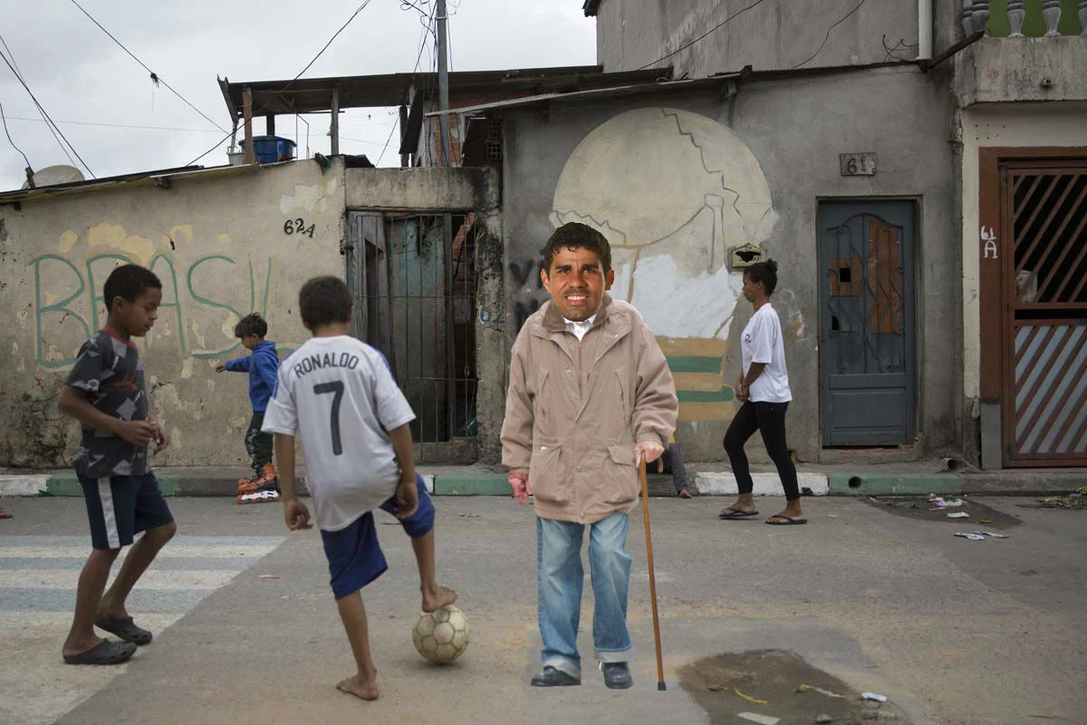 Diego Costa, Aged 9, playing with school friends in the streets of his native Brazil