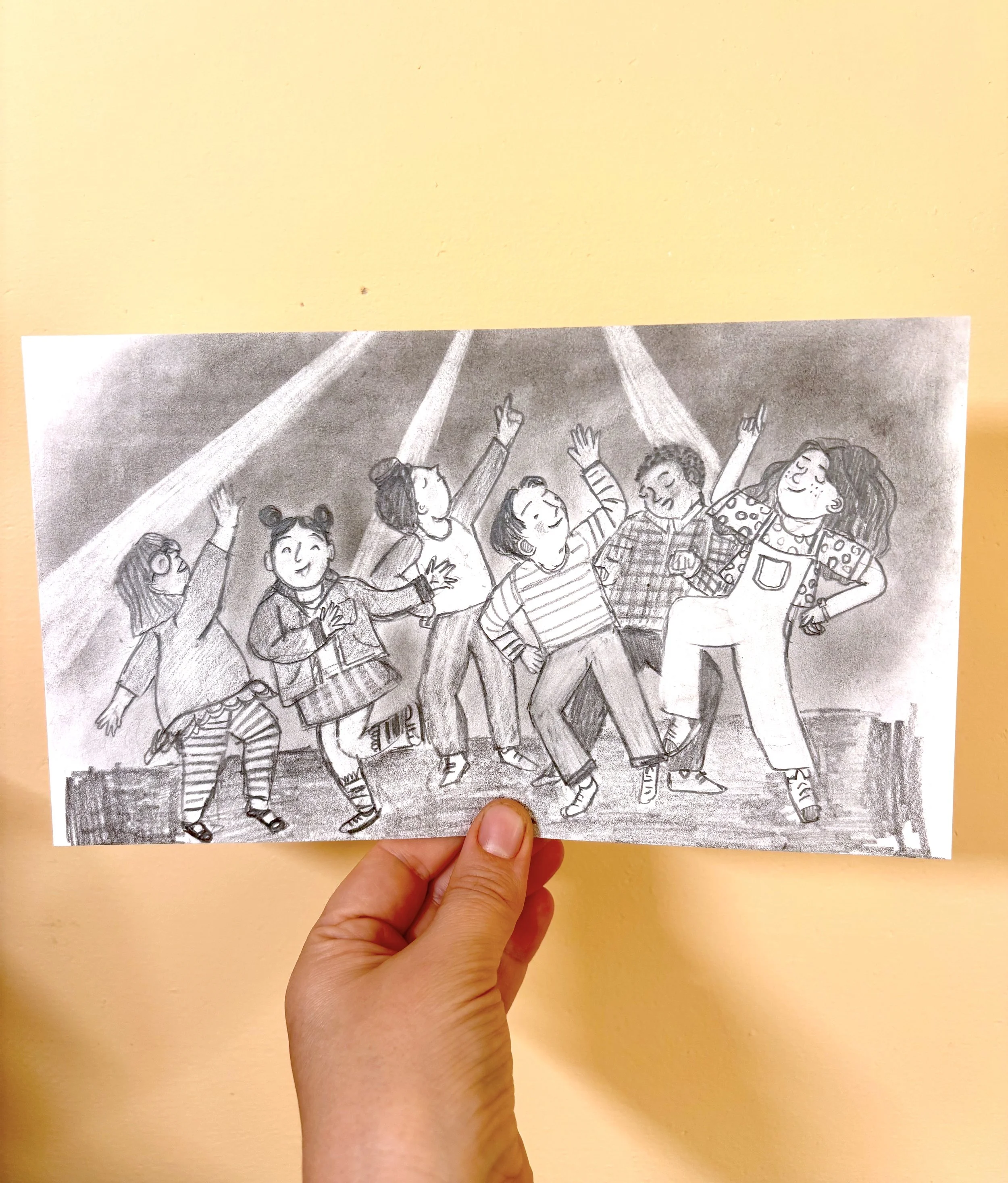 dancing kids graphite.jpg