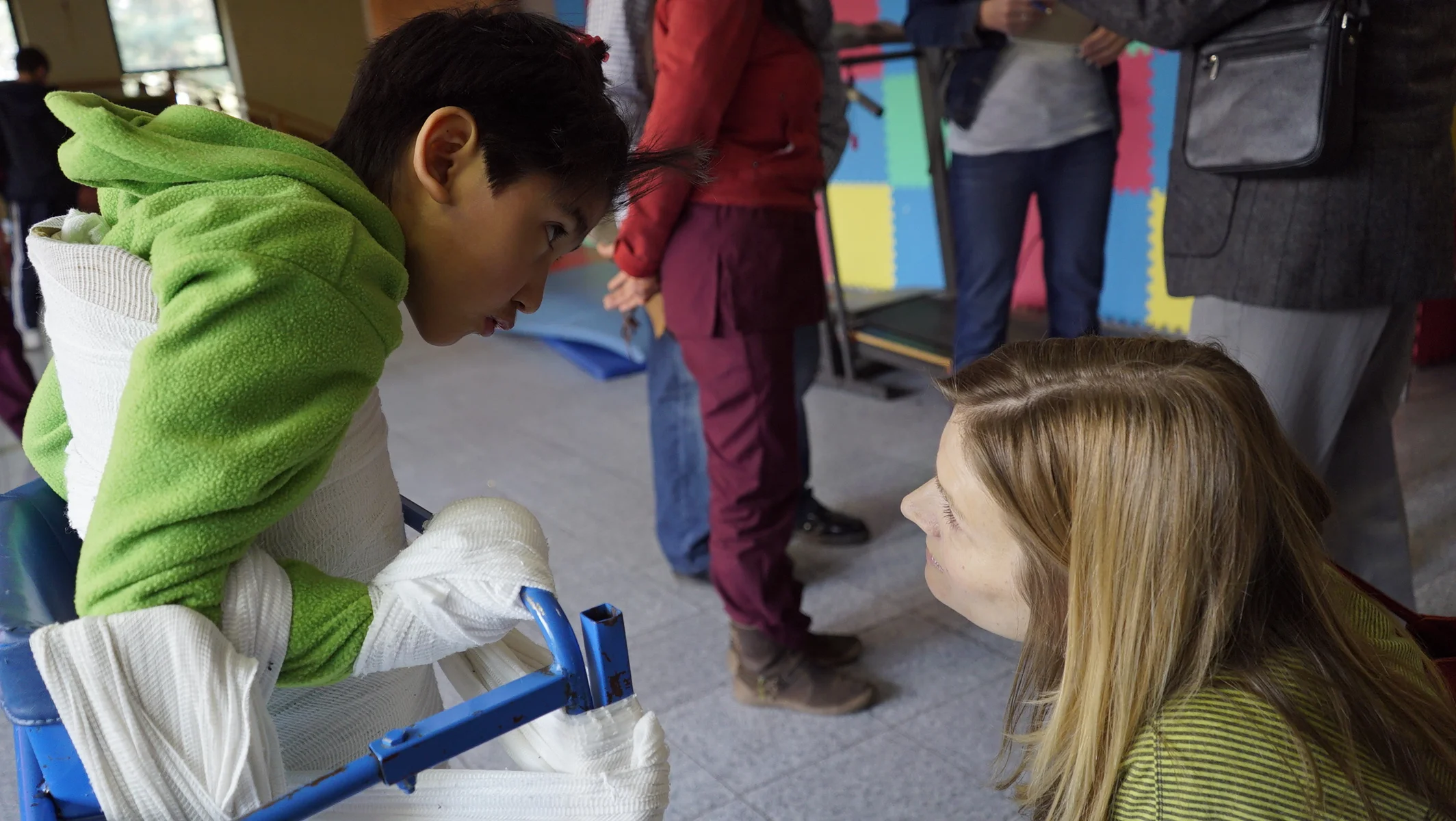 Filming at an orphanage in Mexico where children with disabilities are restrained with bandages and duct tape
