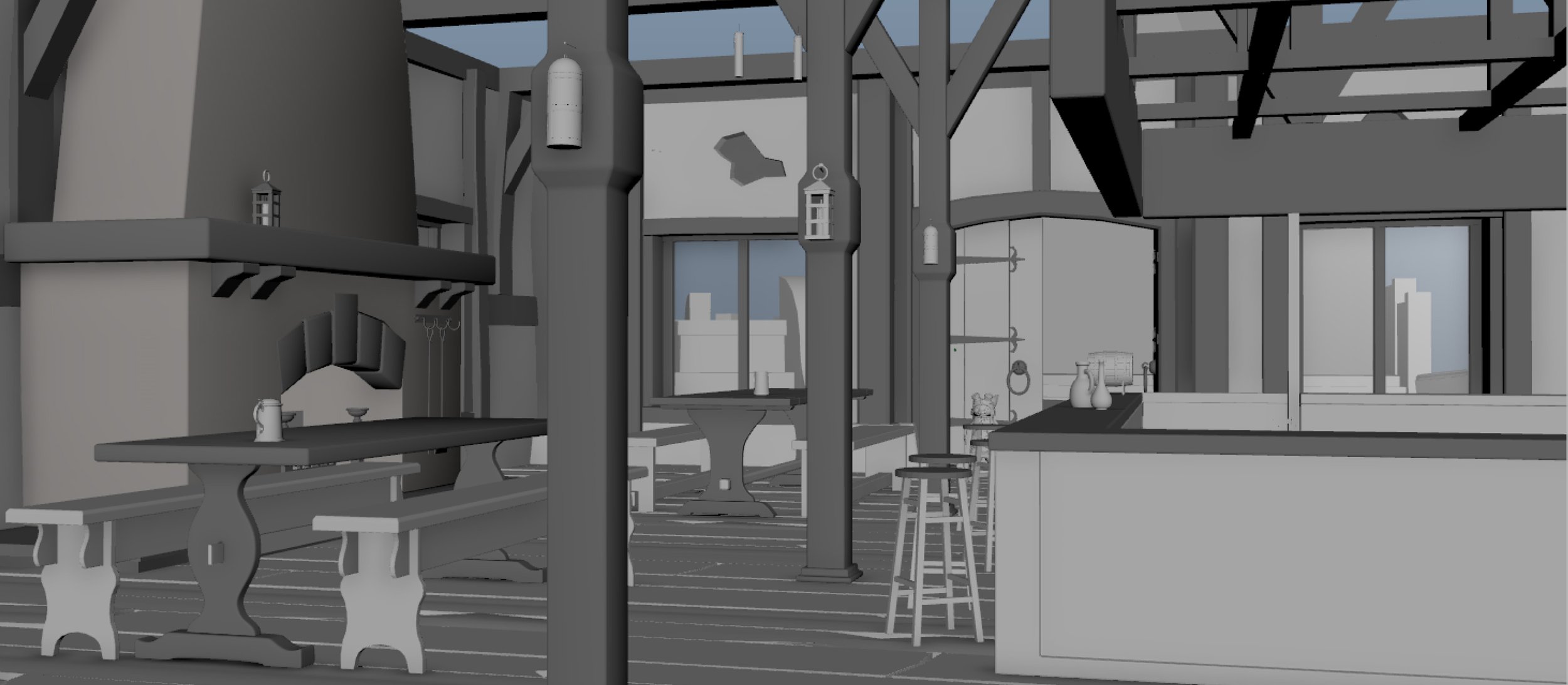 Tavern Interior Environment Blockout