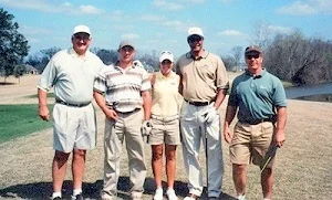 Williams Jenkins, Melissa Eden, Rhaoul Guillaume, Sr., Pete Newkirk with an LSU Golf representative.