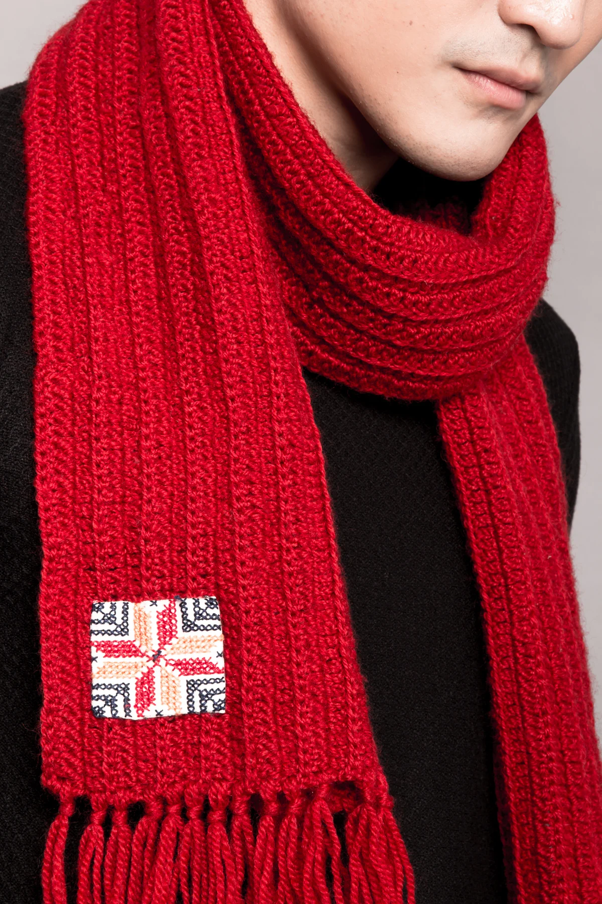 Threads Of Syria - Syrian Scarf - Ribbed-Knit Scarf in Merlot - Artisan & Fox