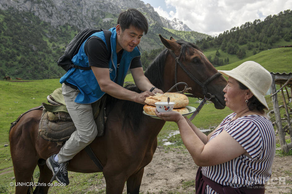 Ashurov and his team relied on horse back to reach remote areas. Photo by UNHCR.