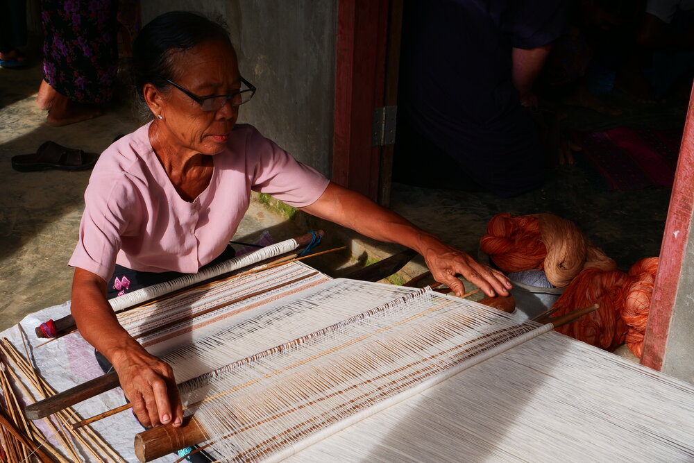 Myanmar has a rich history of textile production, from backstrap to frame loom weaving, and over 135 ethnic groups, many with their own textile tradition. Image: Turquoise Mountain.