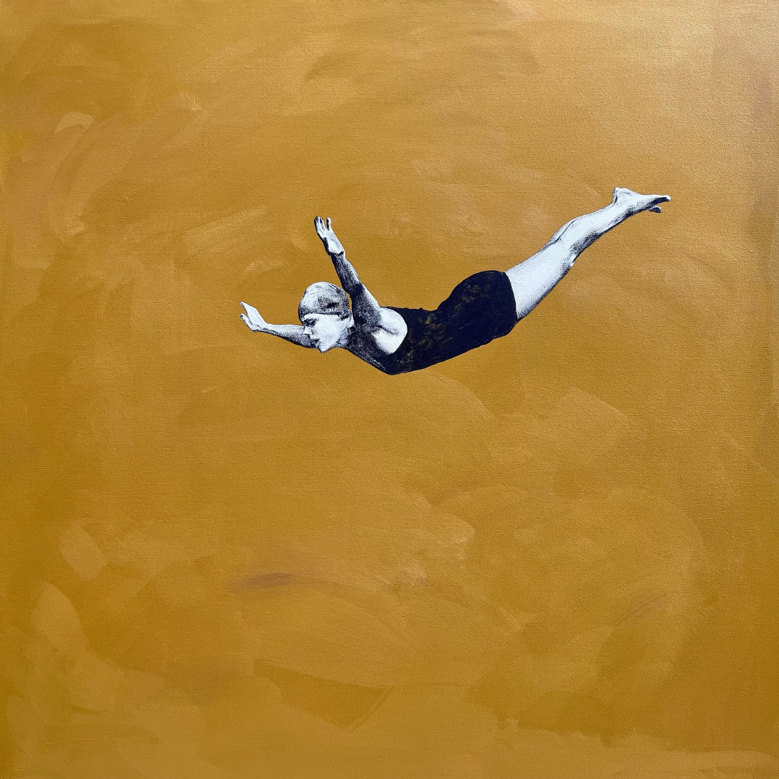   Freefall , 2022, 3' x 3', acrylic on canvas 