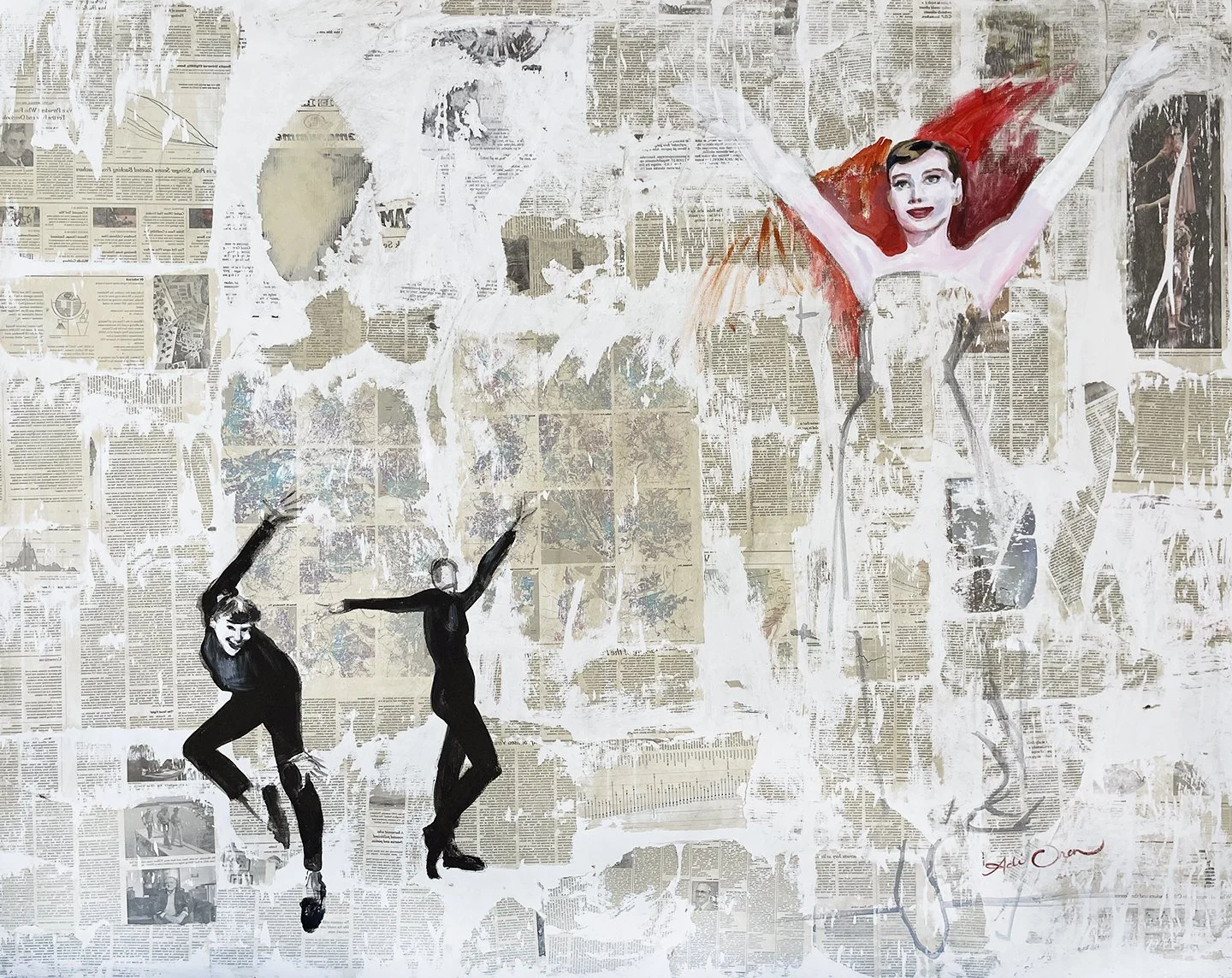  Echoes of Grace 

 

 2022, transferred newspaper, acrylic medium, and acrylic on canvas, 48 x 60 inches 