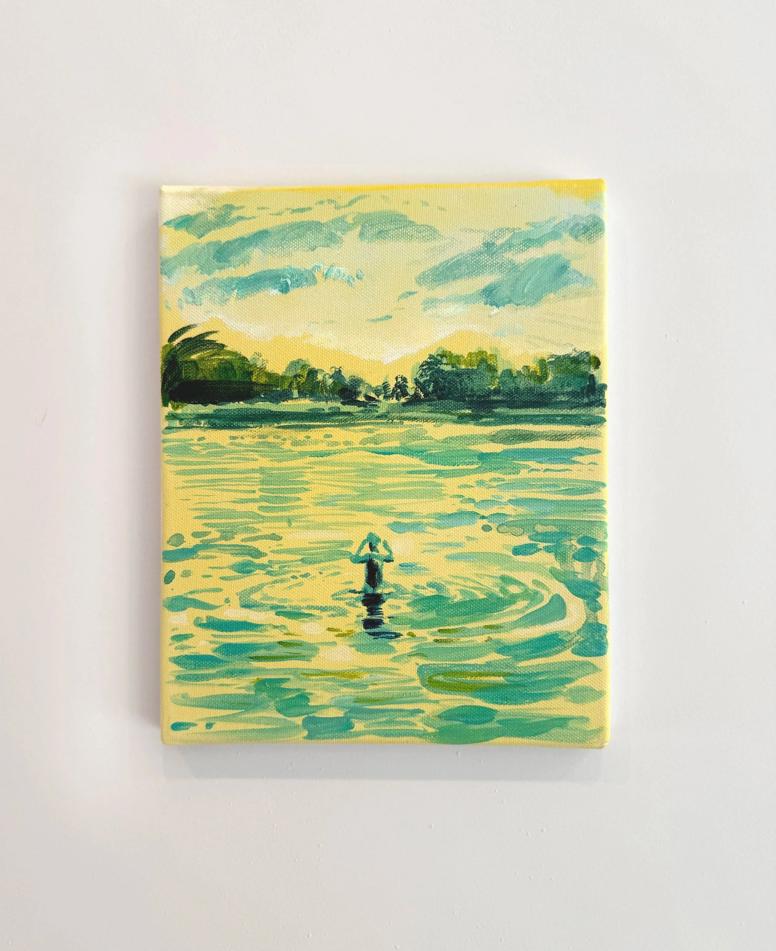 Lake Swim, 10 x 8 inches, acrylic on canvas,  2025