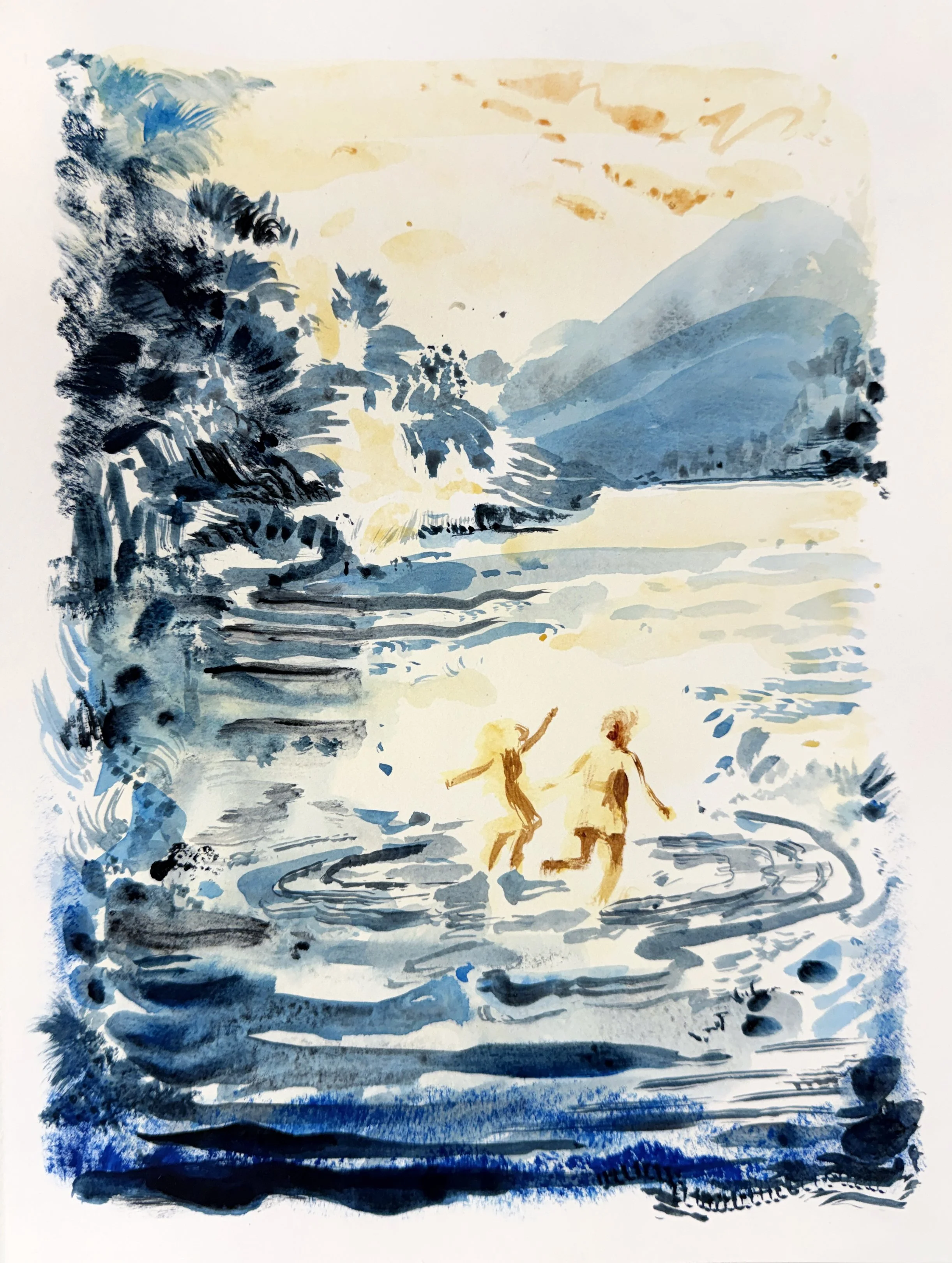  Raised By The Lake 

 

 2026, acrylic on paper, 16.6 × 12.6 inches framed 