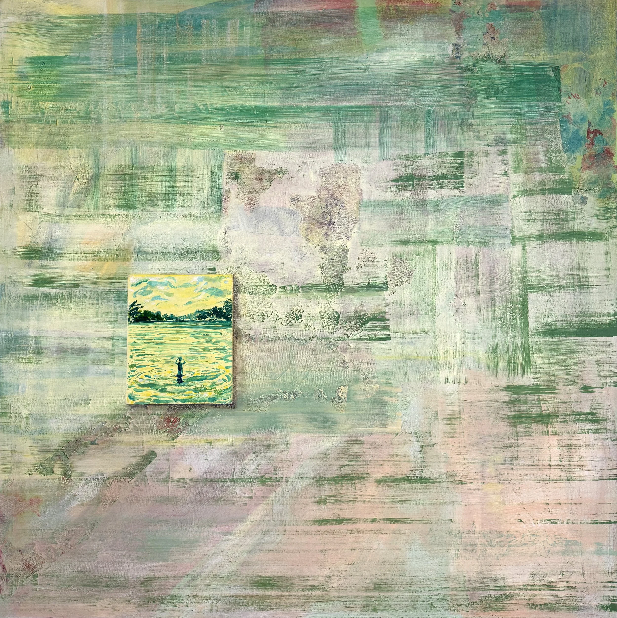 Passing Through (Detail), 156 x 48 inches, acrylic and paper towel on canvas, 4 panels, 2026