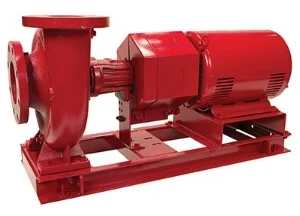 Floor mounted long coupled base-mound pump.