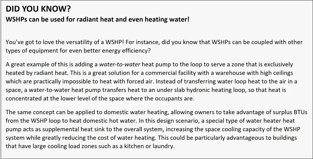 WSHP System Control and Optimization 3: Alternative Heat Sinks