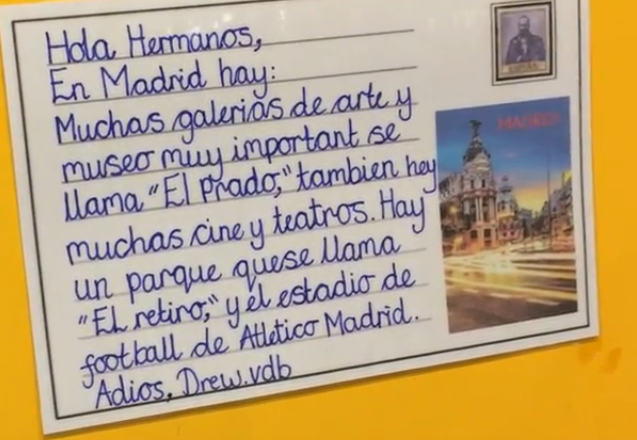 …….to writing postcards to describe famous Spanish cities they have explored: