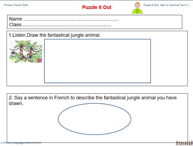 Extract from our Puzzle it out assessment in our Primary Languages SoW