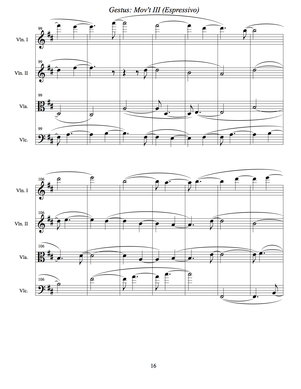 Gestus. String Quartet: Mov.t III. Espressivo, mm. 99-112 (2004).