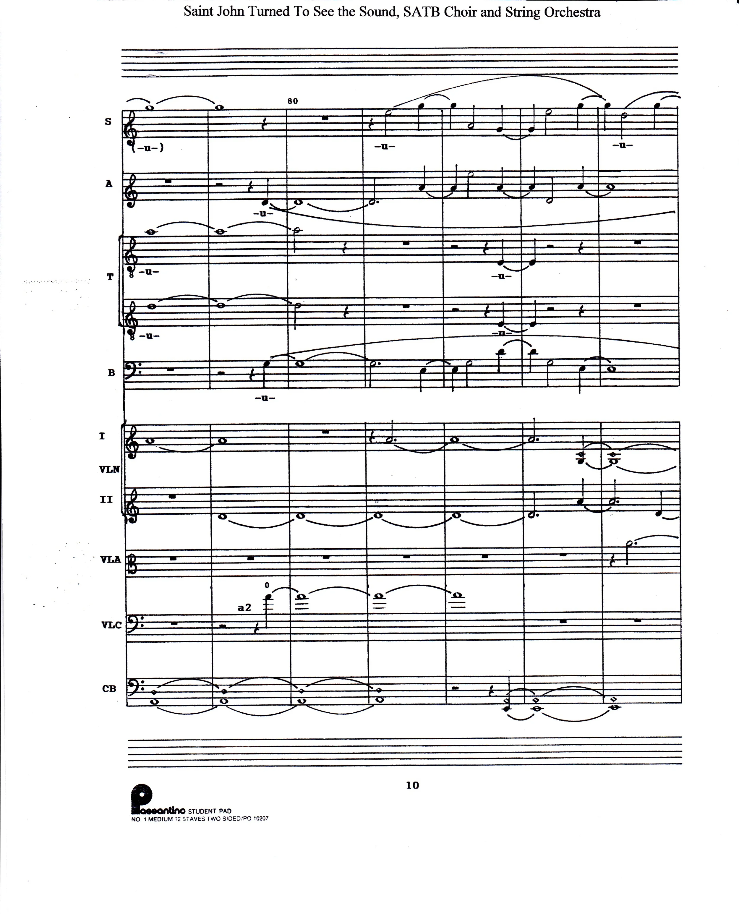 Saint John Turned To See The Sound. Choir and String Orchestra: mm. 78-84 (1996).