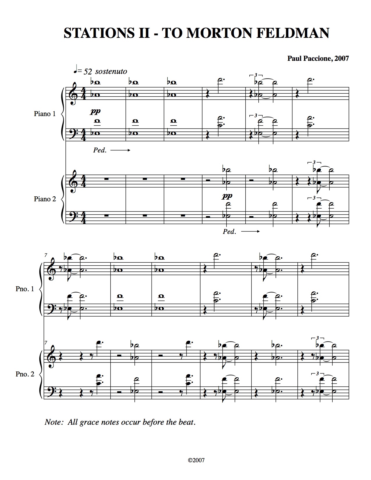 Stations IIa: To Morton Feldman. Solo Piano (2007).