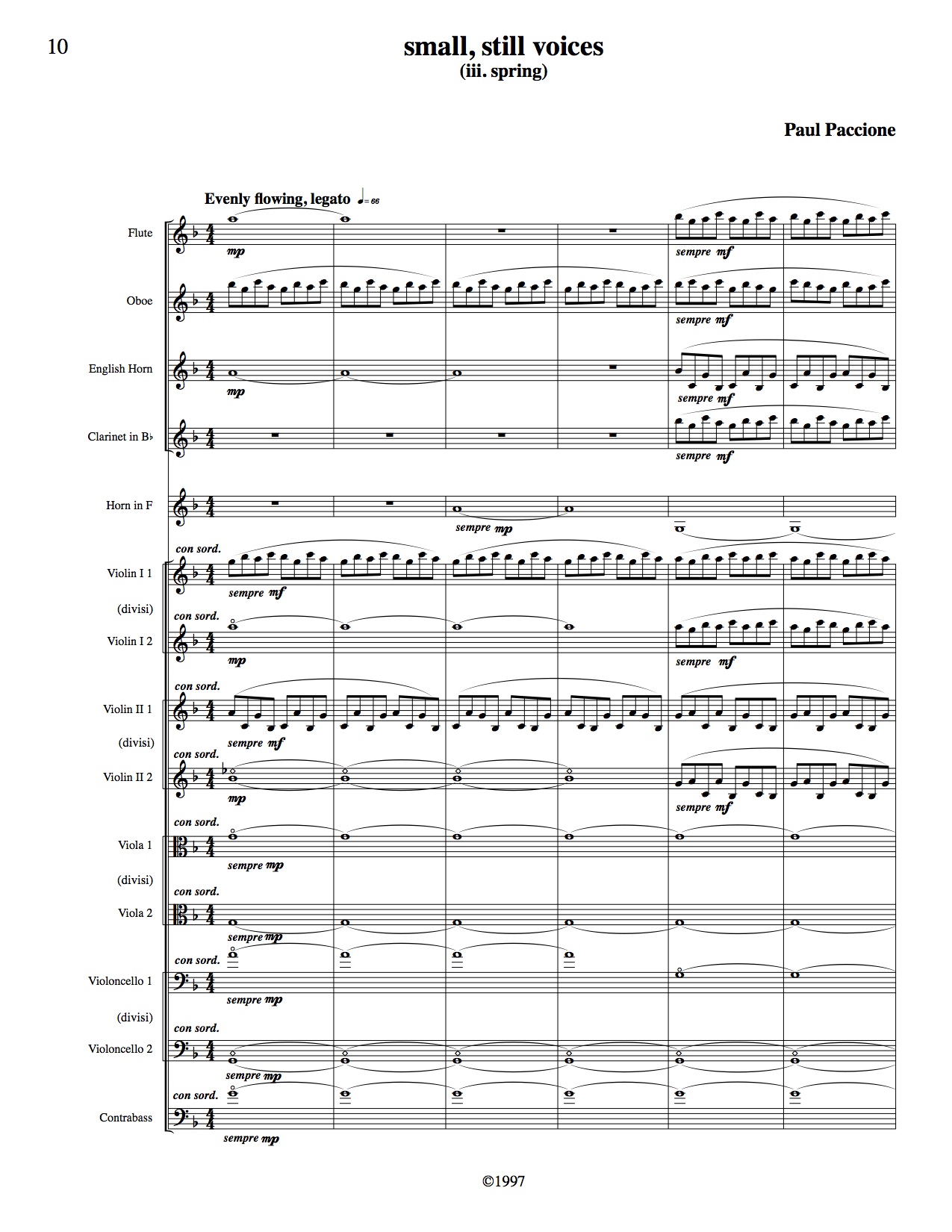 Small, Still Voices. Chamber Orchestra: Mov't III. Spring (1997).