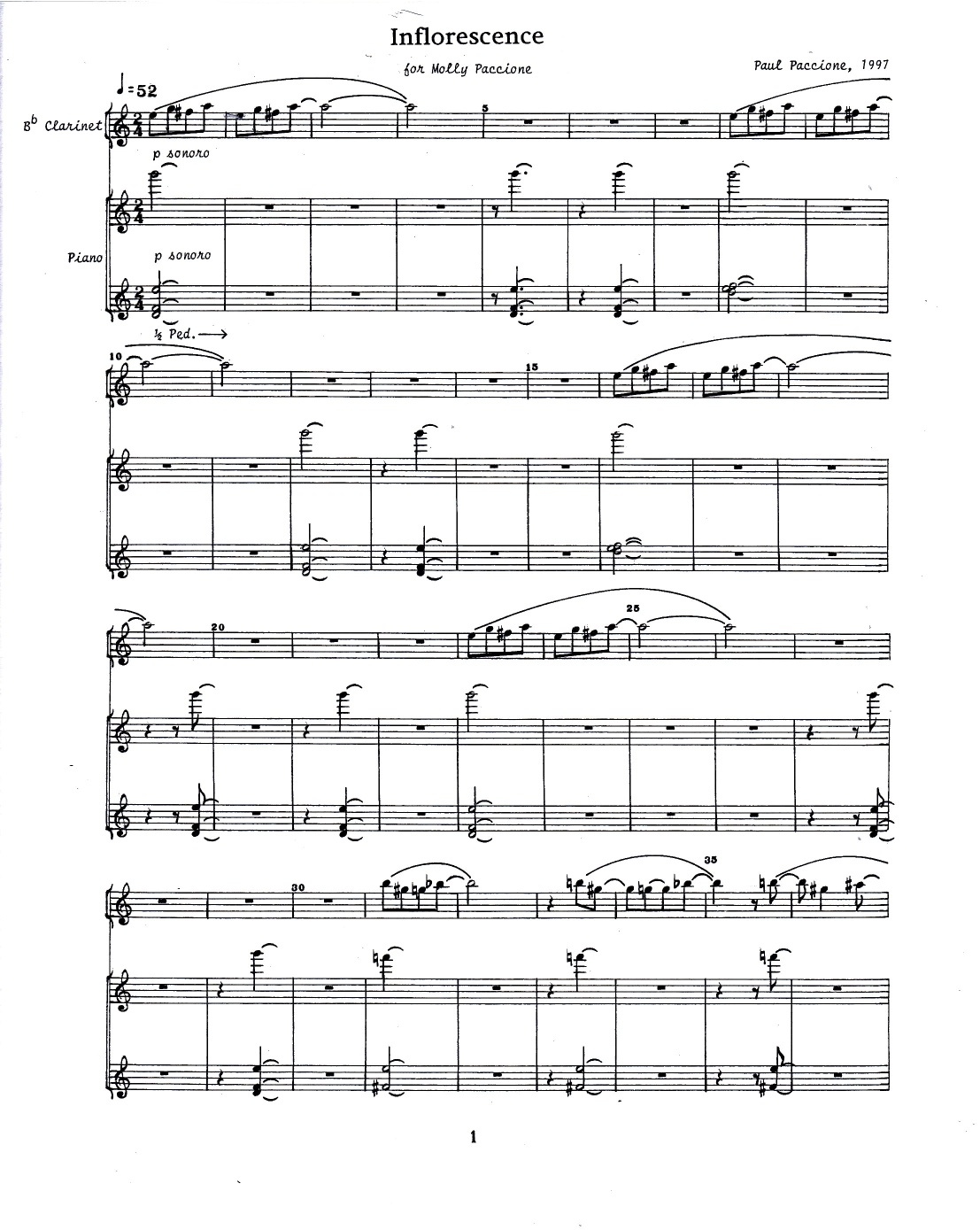 Inflorescence. Bb Clarinet and Piano (1997).
