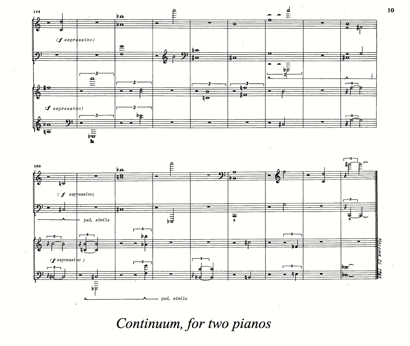 Continuum. Two Pianos (1985)
