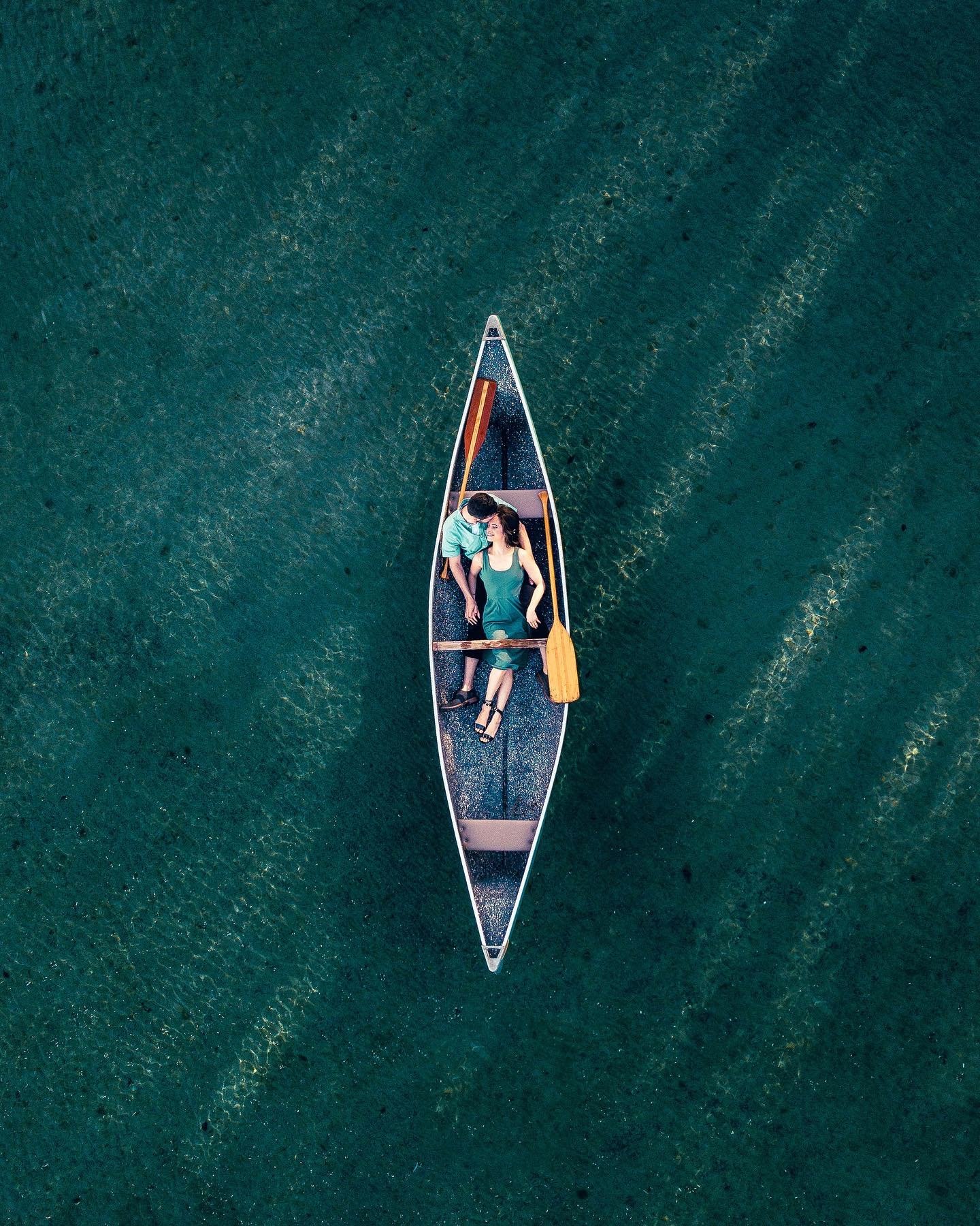 Been a while since I&rsquo;ve taken the drone for a spin! I figured capturing @oliviapileggi and @phil.alekseev in their canoe was the perfect opportunity to get some unique aerial shots. Pretty pleased with the results 😍
