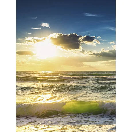 Sunset over the Ocean Waves