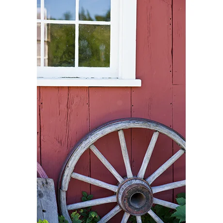 Wagon Wheel on Barn