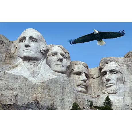 Mt Rushmore with Bald Eagle