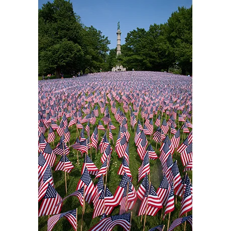 Grounds Covered in US Flags