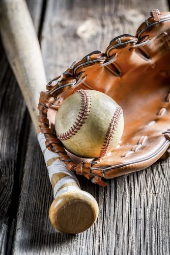 Vintage Baseball Bat and Ball