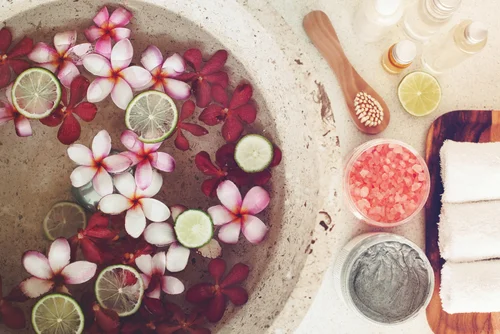 Foot bath and Tropical Flowers