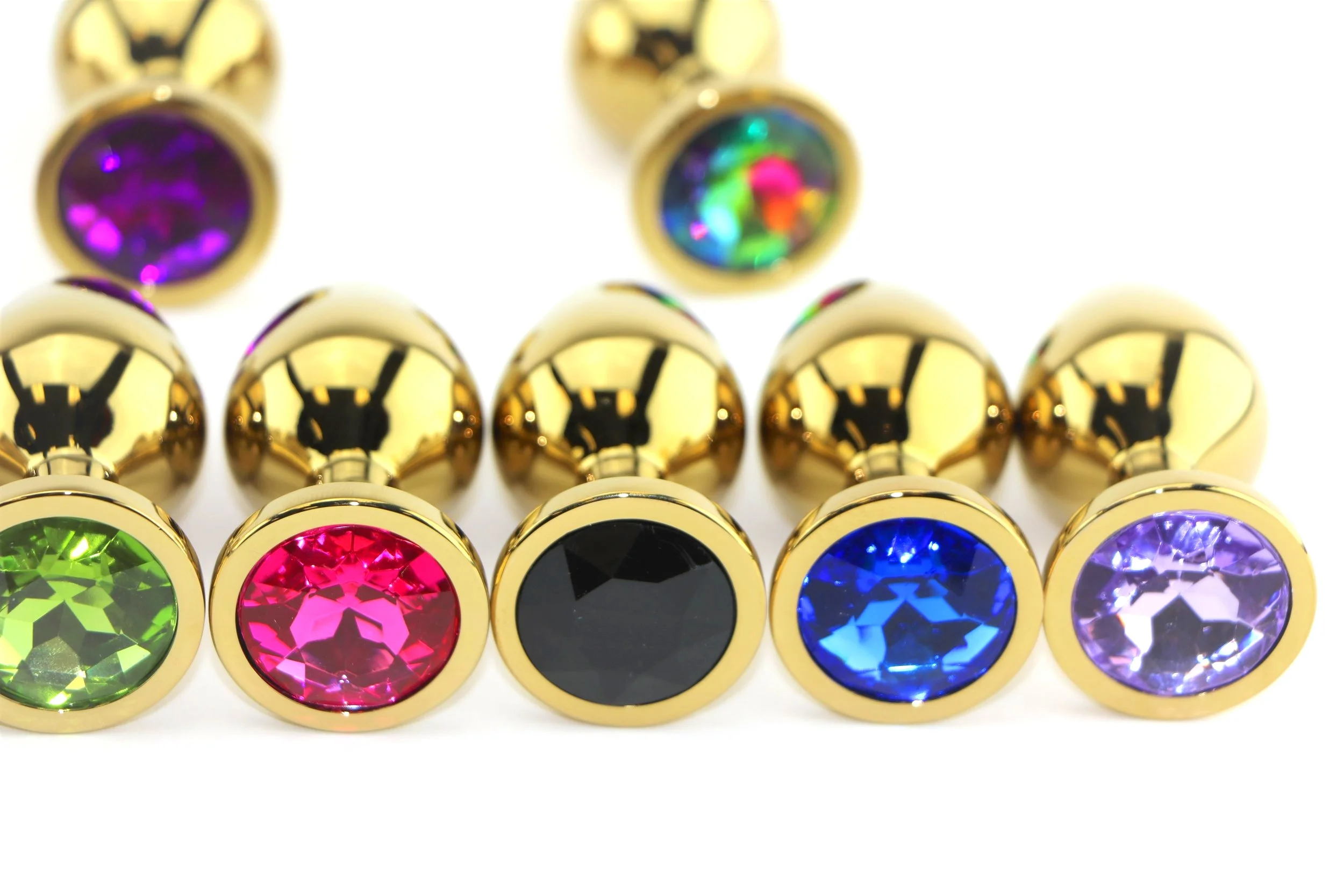 Round Gold Jeweled Butt Plug - Available in 3 Sizes and 13 Gem colors! The Spank Academy Round Gold Jeweled Butt Plug - Available in 3 Sizes and 13 Gem colors! The Spank Academy