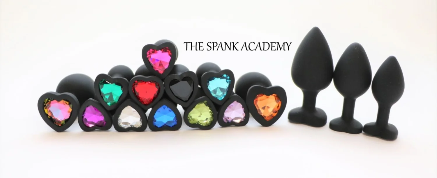 Jeweled BLACK SILICONE Heart Butt Plug
