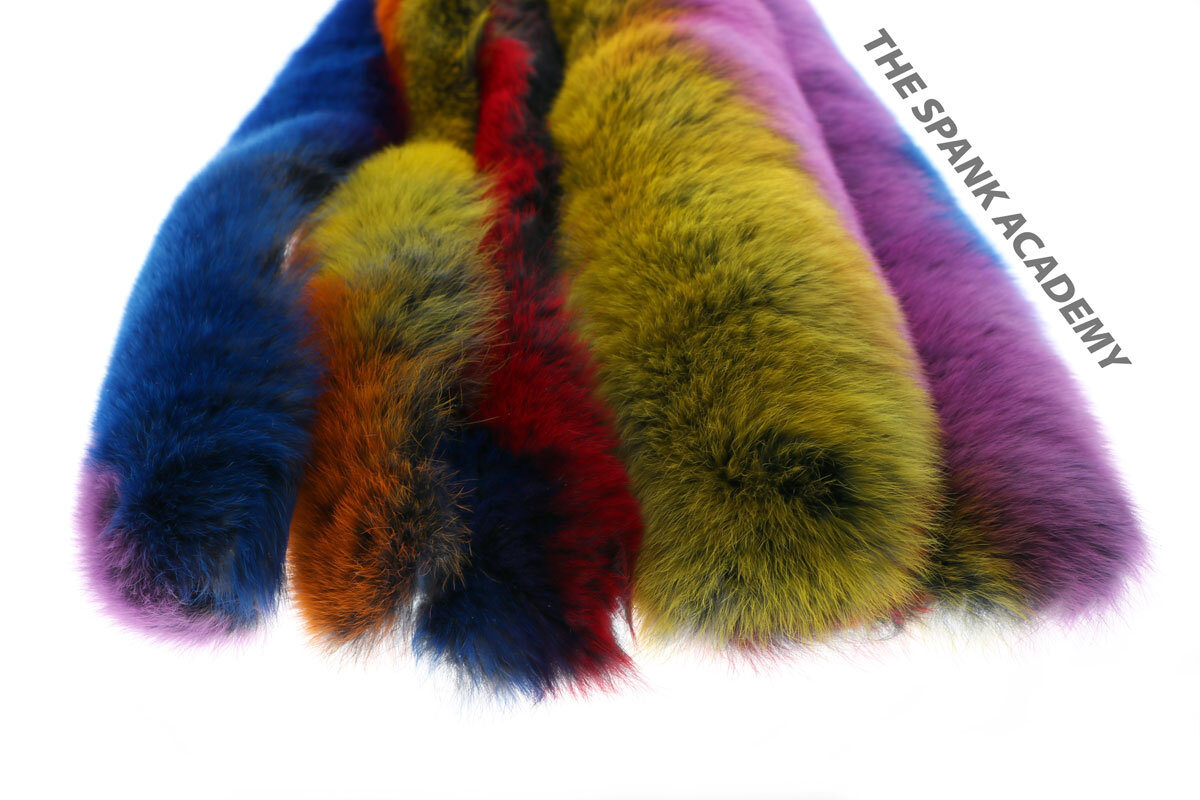 16 Rabbit Fur and Leather Flogger [Choice of 12 colors] — Touch of Fur