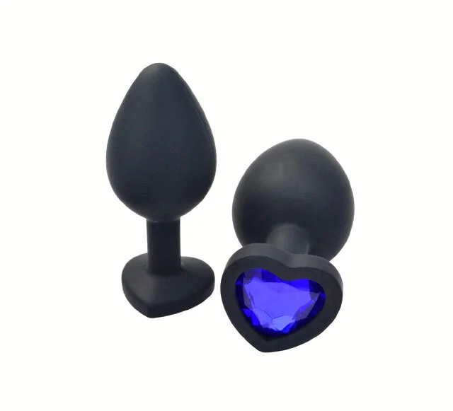 Jeweled BLACK SILICONE Heart Butt Plug  The Spank Academy