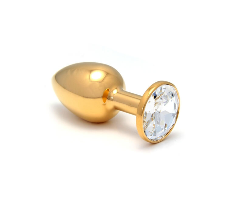 Round Gold Jeweled Butt Plug - Available in 3 Sizes and 13 Gem colors!   The Spank Academy