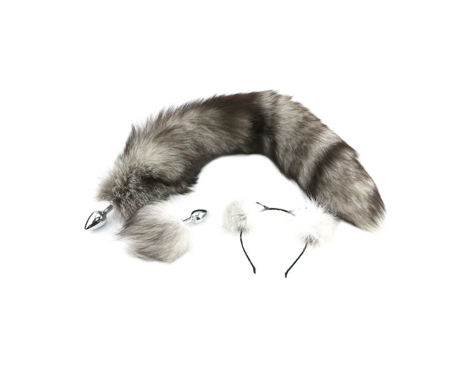 2Pcs Metal Fox / Bunny Tail Plug Insert Ear Set - Cosplay & BDSM Accessories
