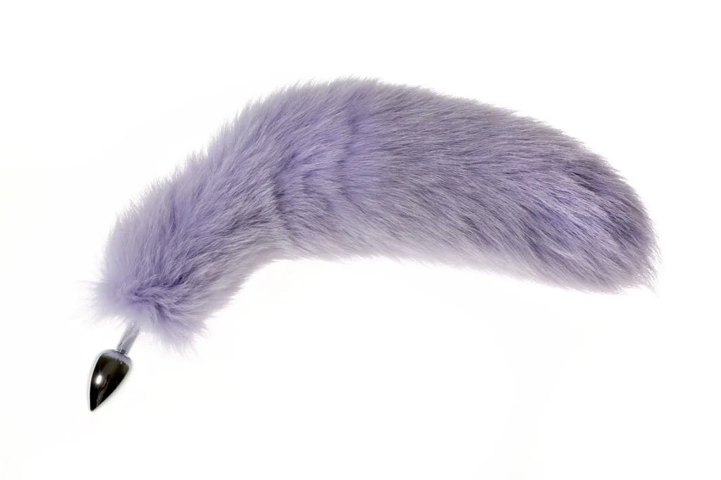 lavender real fur butt plug tail The Spank Academy lavender real fur butt plug tail The Spank Academy