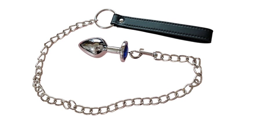 Butt Plug on a Leash - Available in 3 sizes and 12 gem colors!  The Spank  Academy