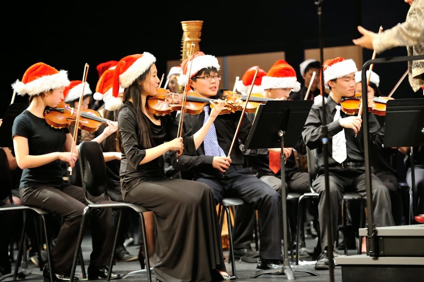 Violinists getting in the holiday spirit