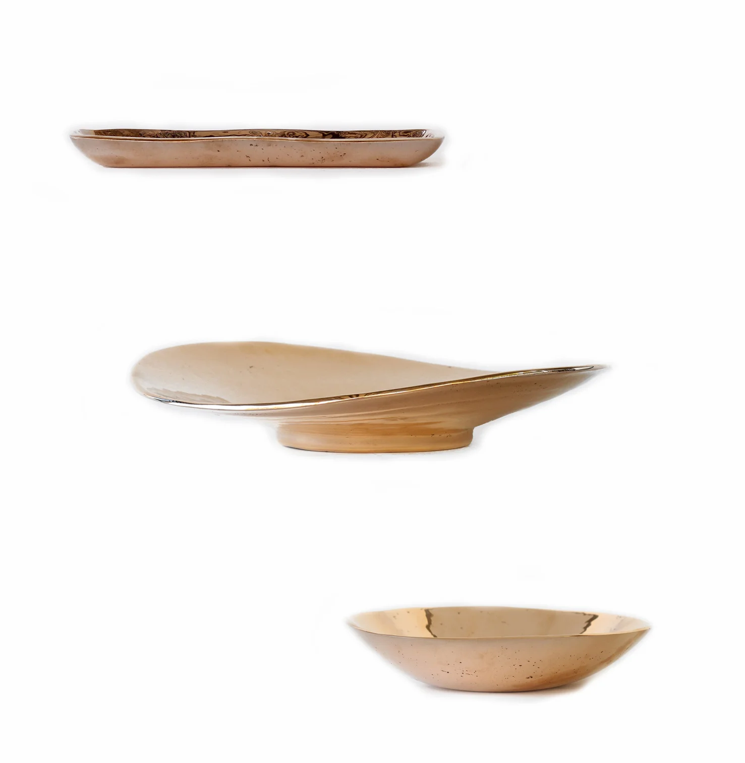 Small tray, large bronze bowl, and small bronze bowl for Commune Design.