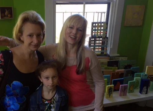 With Nathalie and Artist Anna Koon in her one of a kind "Bird Sanctuary" studio in Jamaica Plain