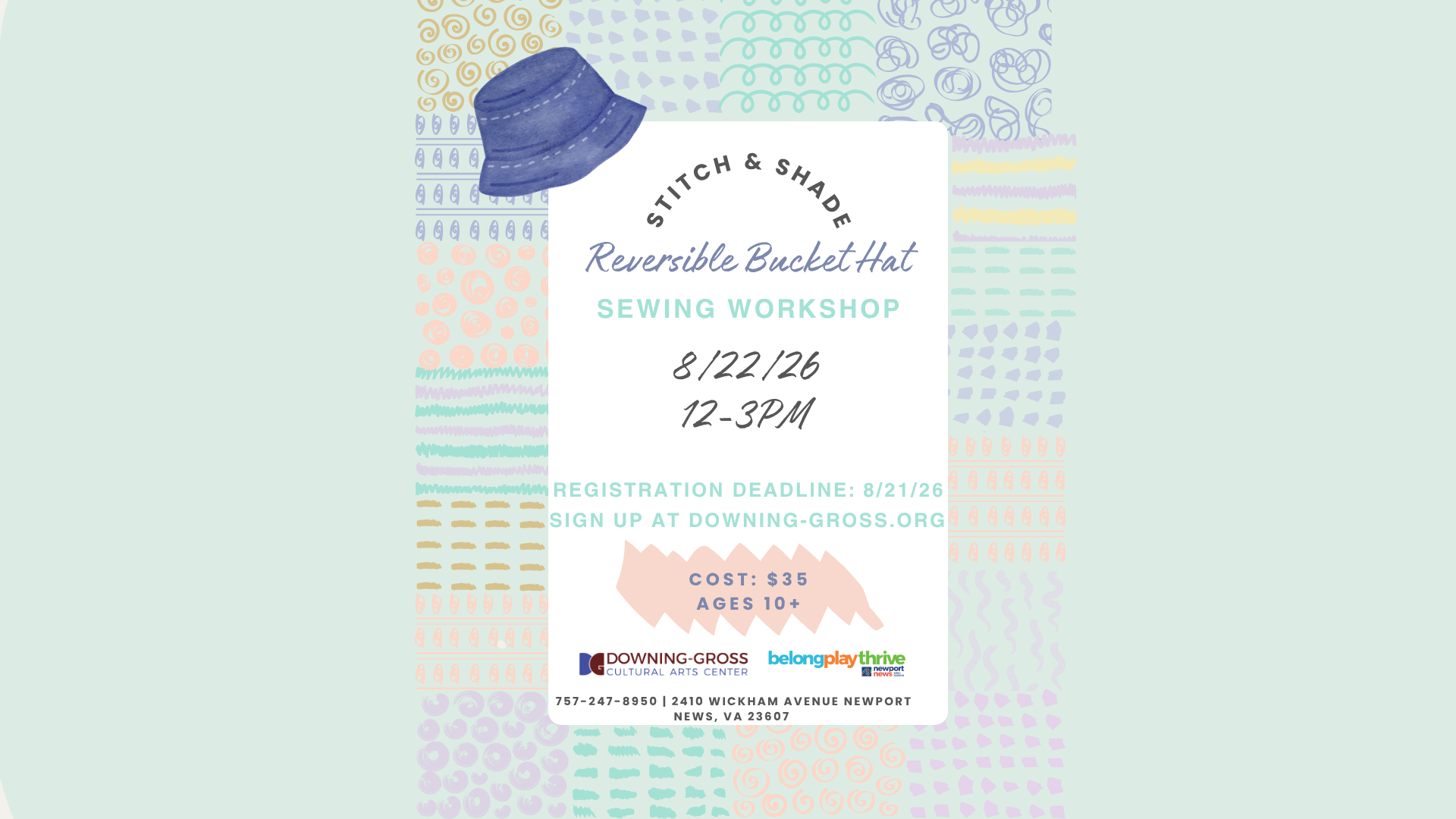 Stitch & Shade: Reversible Bucket Hat Sewing Workshop 