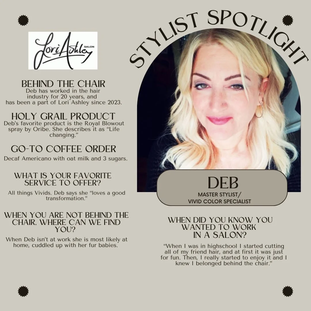 ✨ Another Stylist Spotlight and it&rsquo;s our Deb&rsquo;s turn to share some fun facts! 

I can&rsquo;t say what a blessing Deborah has been to our salon. She is one of the most professional and talented artists I have ever had the privilege to work