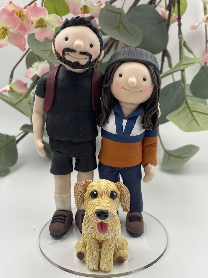 Hiking Couple with Dog Cake Topper.jpg