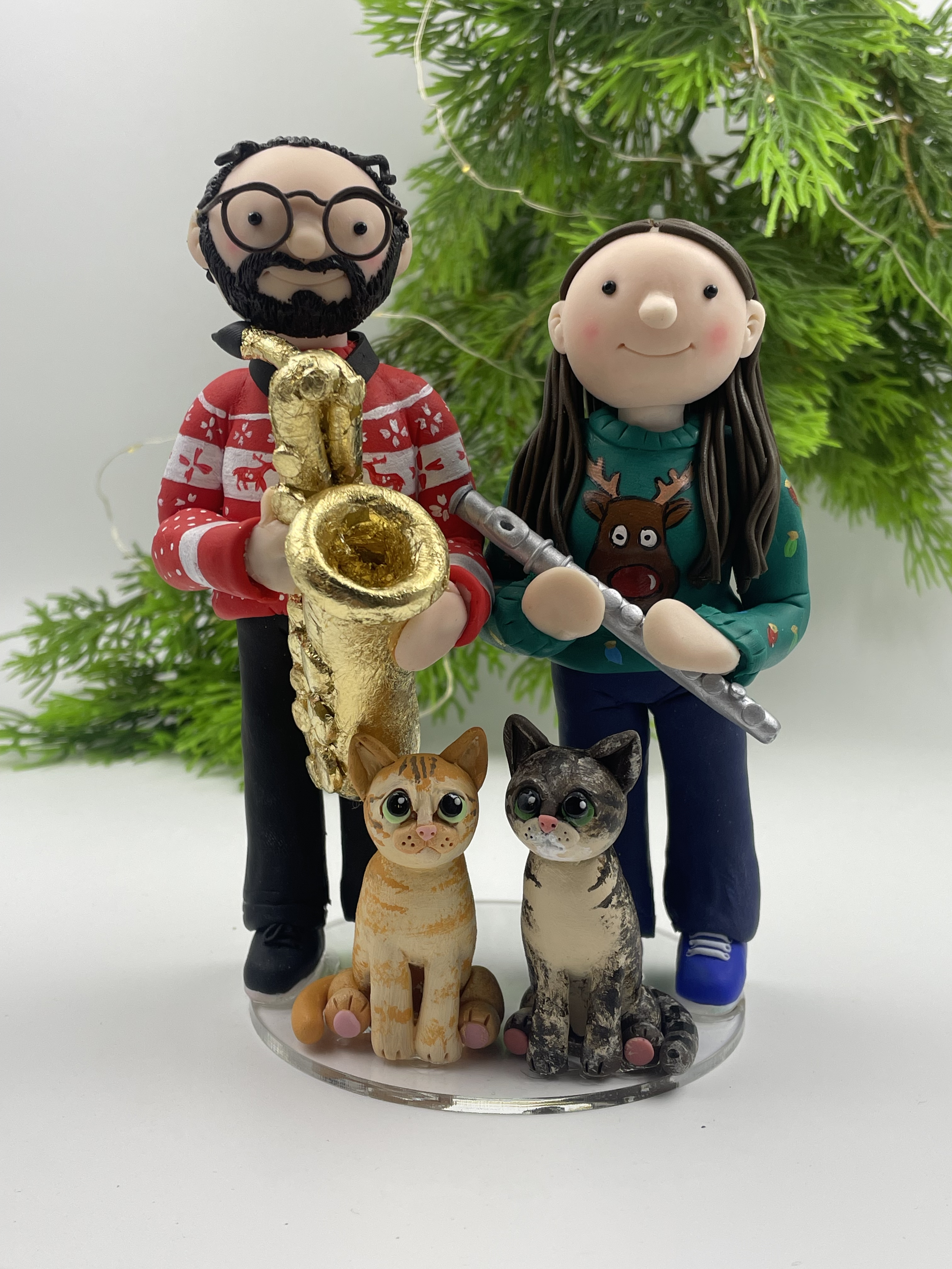 saxophone flute christmas wedding cake topper.png