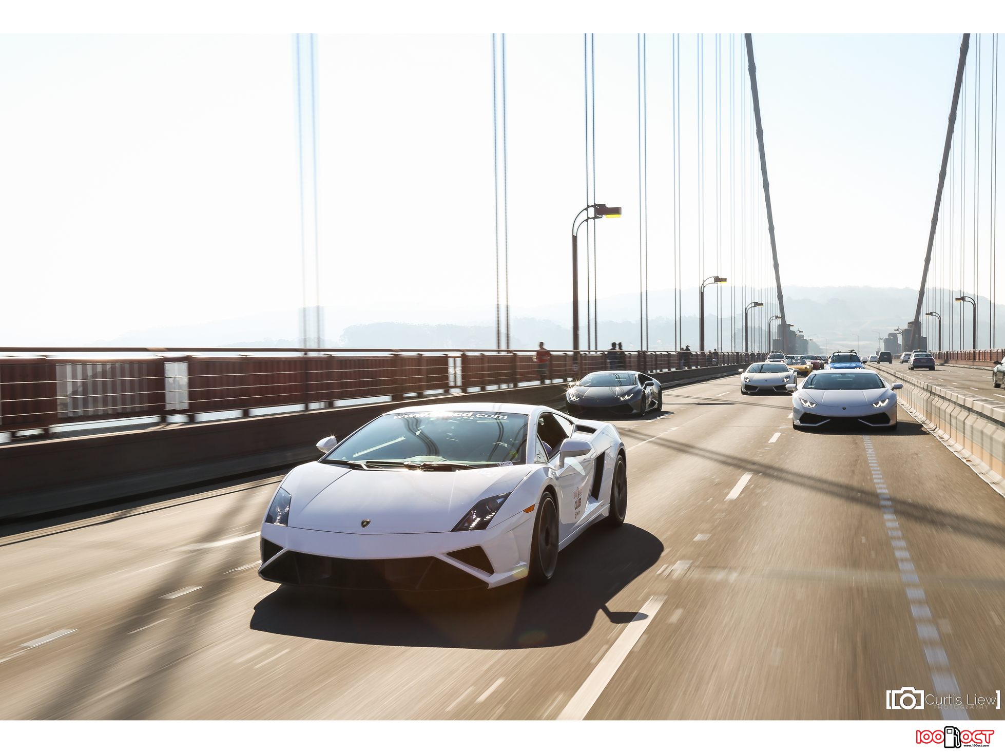 Leading a Lamborghini pack through the Golden Gate! Credits: Curtis Liew