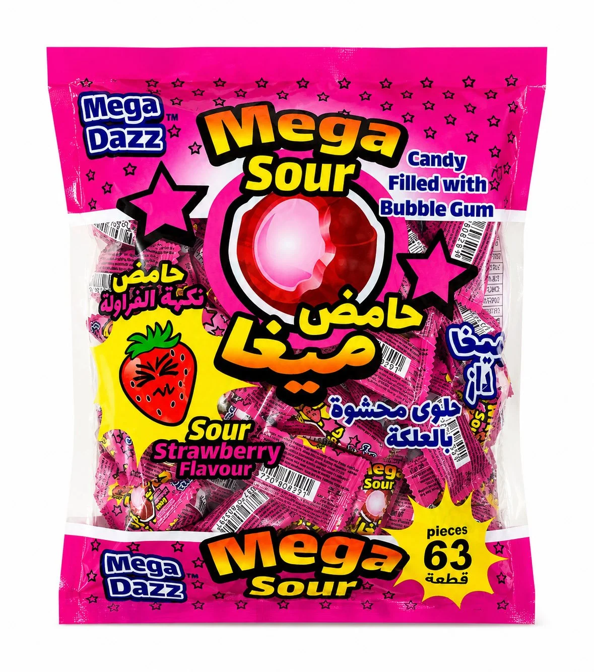 Mega Dazz Mega Sour Strawberry 8g x 63 piece bag
