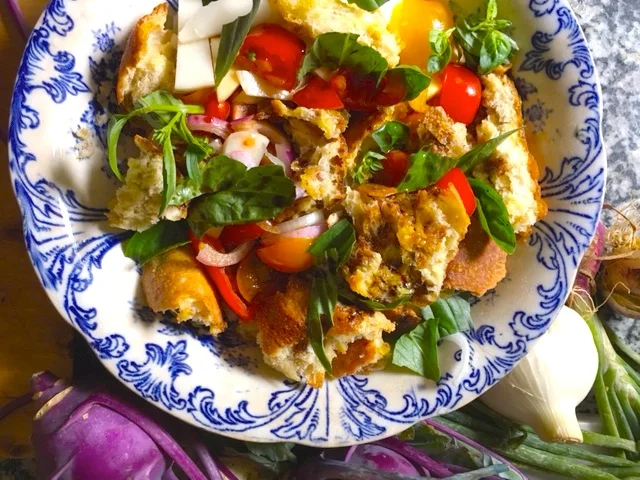 Blue Dish w panzanella.JPG