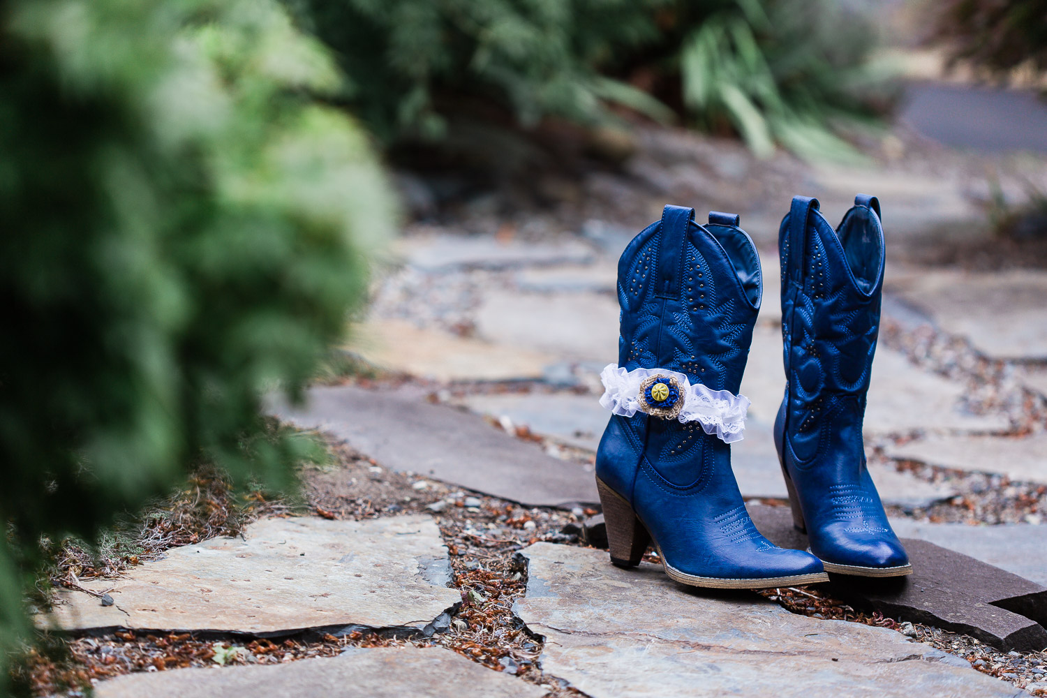 Country Wedding Bride's Blue Boots