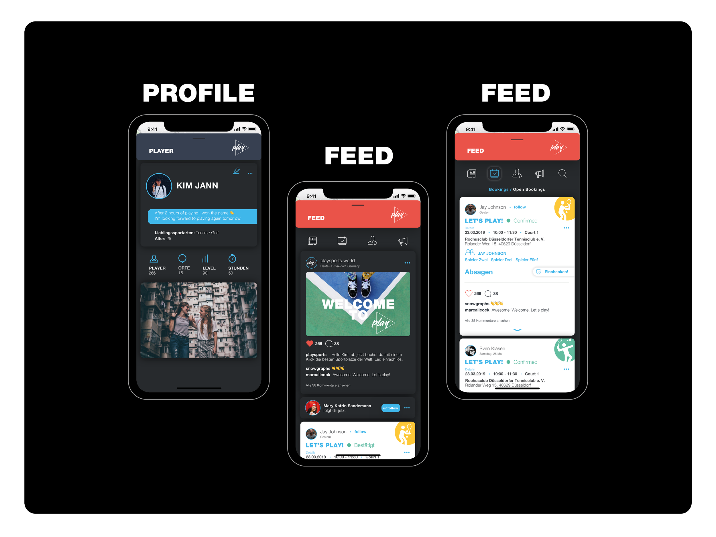 Feed & profile screens